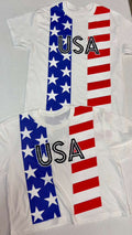 USA Stars and Stripes Boxy Crop & Tshirt  with crystals